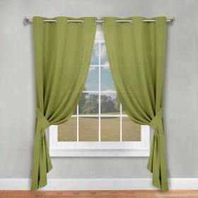 Classic Modern Solid Room Darkening Blackout Curtain Panels, Set of 2 (Color: Sage, size: 46" x 84")