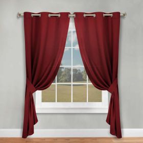 Classic Modern Solid Room Darkening Blackout Curtain Panels, Set of 2 (Color: Sangria, size: 46" x 84")