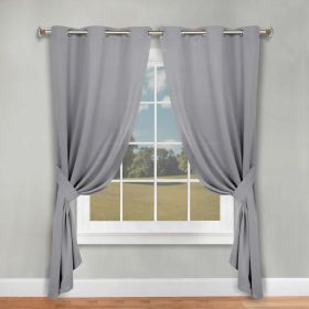 Classic Modern Solid Room Darkening Blackout Curtain Panels, Set of 2 (Color: Silver, size: 46" x 84")