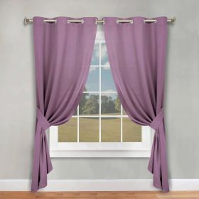 Classic Modern Solid Room Darkening Blackout Curtain Panels, Set of 2 (Color: Wisteria, size: 46" x 84")