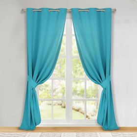 Classic Modern Solid Room Darkening Blackout Curtain Panels, Set of 2 (Color: Aqua, size: 46" x 96")
