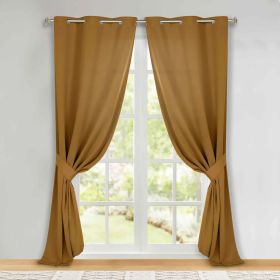 Classic Modern Solid Room Darkening Blackout Curtain Panels, Set of 2 (Color: Camel, size: 46" x 96")