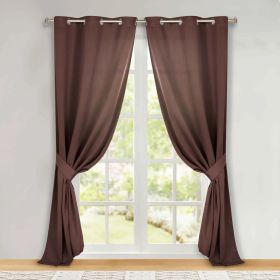 Classic Modern Solid Room Darkening Blackout Curtain Panels, Set of 2 (Color: Cappuccino, size: 46" x 108")