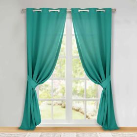 Classic Modern Solid Room Darkening Blackout Curtain Panels, Set of 2 (Color: Cerulean Blue, size: 46" x 96")