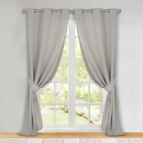 Classic Modern Solid Room Darkening Blackout Curtain Panels, Set of 2 (Color: Chrome, size: 46" x 96")