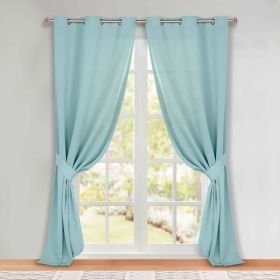 Classic Modern Solid Room Darkening Blackout Curtain Panels, Set of 2 (Color: Green Lily, size: 46" x 108")