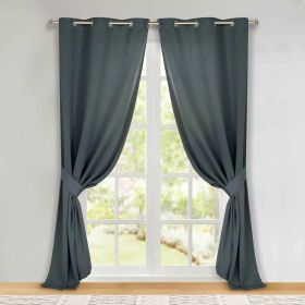 Classic Modern Solid Room Darkening Blackout Curtain Panels, Set of 2 (Color: Grey, size: 46" x 96")