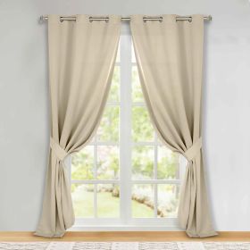 Classic Modern Solid Room Darkening Blackout Curtain Panels, Set of 2 (Color: Ivory, size: 46" x 96")