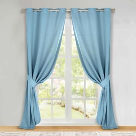 Classic Modern Solid Room Darkening Blackout Curtain Panels, Set of 2 (Color: Light Blue, size: 46" x 108")