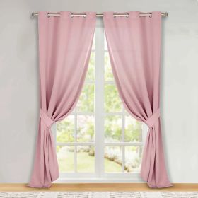 Classic Modern Solid Room Darkening Blackout Curtain Panels, Set of 2 (Color: Mauve Chalk, size: 46" x 108")