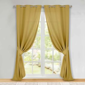 Classic Modern Solid Room Darkening Blackout Curtain Panels, Set of 2 (Color: Mustard Yellow, size: 46" x 96")