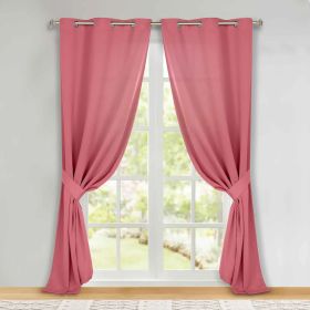 Classic Modern Solid Room Darkening Blackout Curtain Panels, Set of 2 (Color: Pink, size: 46" x 96")