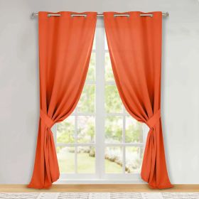 Classic Modern Solid Room Darkening Blackout Curtain Panels, Set of 2 (Color: Rust, size: 46" x 96")