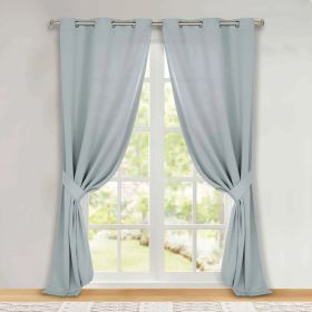 Classic Modern Solid Room Darkening Blackout Curtain Panels, Set of 2 (Color: Stone Blue, size: 46" x 96")