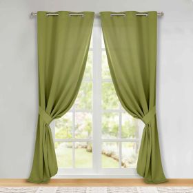 Classic Modern Solid Room Darkening Blackout Curtain Panels, Set of 2 (Color: Sage, size: 46" x 96")