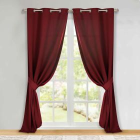 Classic Modern Solid Room Darkening Blackout Curtain Panels, Set of 2 (Color: Sangria, size: 46" x 96")