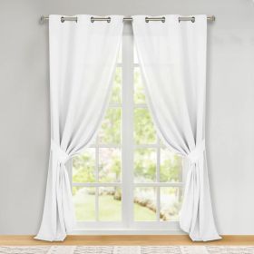 Classic Modern Solid Room Darkening Blackout Curtain Panels, Set of 2 (Color: Snow White, size: 46" x 96")