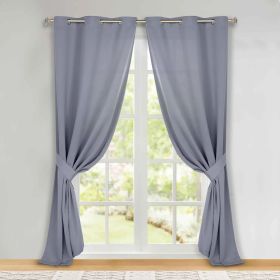 Classic Modern Solid Room Darkening Blackout Curtain Panels, Set of 2 (Color: Silver, size: 46" x 96")
