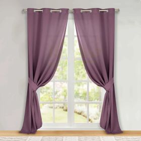 Classic Modern Solid Room Darkening Blackout Curtain Panels, Set of 2 (Color: Wisteria, size: 46" x 96")