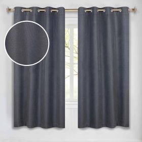 100 % Blackout Curtains Grommet Machine Washable 2 Panels Nyan (Color: Charcoal, size: 52" x 63")