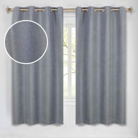 100 % Blackout Curtains Grommet Machine Washable 2 Panels Nyan (Color: Grey, size: 52" x 63")