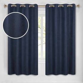 100 % Blackout Curtains Grommet Machine Washable 2 Panels Nyan (Color: Navy Blue, size: 52" x 63")