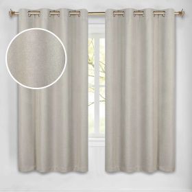 100 % Blackout Curtains Grommet Machine Washable 2 Panels Nyan (Color: Oatmeal Beige, size: 52" x 63")