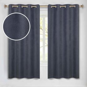 100 % Blackout Window Curtains Grommet Washable Set of 2 Neal (Color: Charcoal, size: 52" x 63")