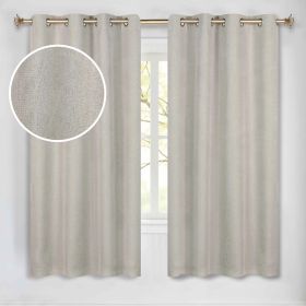 100 % Blackout Window Curtains Grommet Washable Set of 2 Neal (Color: Flax Beige, size: 52" x 63")