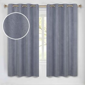 100 % Blackout Window Curtains Grommet Washable Set of 2 Neal (Color: Grey, size: 52" x 63")