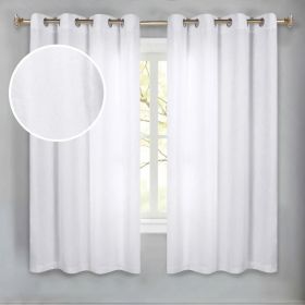 Noor Semi-Blackout Chenille Washable Grommet Curtains, Set of 2 Panels (Color: White, size: 52" x 63")