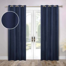 100 % Blackout Window Curtains Grommet Washable Set of 2 Neal (Color: Navy Blue, size: 52" x 108")