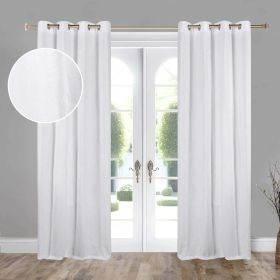 Noor Semi-Blackout Chenille Washable Grommet Curtains, Set of 2 Panels (Color: White, size: 52" X 84")