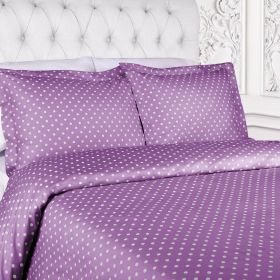 Cotton Blend 600 Thread Count Polka Dot Duvet Cover Set (Color: Lilac, size: Full/Queen)