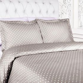 Cotton Blend 600 Thread Count Polka Dot Duvet Cover Set (Color: Light Grey, size: King/California King)
