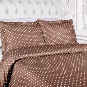 Cotton Blend 600 Thread Count Polka Dot Duvet Cover Set (Color: Taupe, size: Twin)