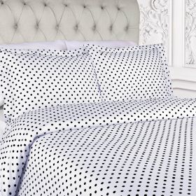 Cotton Blend 600 Thread Count Polka Dot Duvet Cover Set (Color: White, size: King/California King)