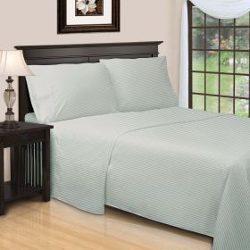 650 Thread Count Egyptian Cotton Sateen Stripe Bed Sheet Set (Color: Silver, size: King)