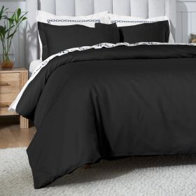 650 Thread Count Egyptian Cotton Solid Duvet Cover (Color: Black, size: Full/Queen)