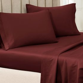 100% Egyptian Cotton 650 Thread Count Solid Pillowcase Set (Color: Burgundy, size: King)