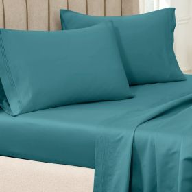 100% Egyptian Cotton 650 Thread Count Solid Pillowcase Set (Color: Caribbean, size: Standard)