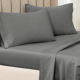 100% Egyptian Cotton 650 Thread Count Solid Pillowcase Set (Color: Gray, size: King)