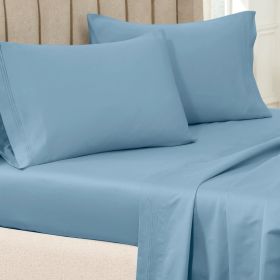 100% Egyptian Cotton 650 Thread Count Solid Pillowcase Set (Color: Medium Blue, size: Standard)