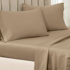 100% Egyptian Cotton 650 Thread Count Solid Pillowcase Set (Color: Taupe, size: Standard)