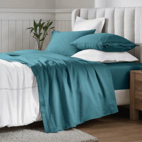 Egyptian Cotton Sateen Sheet Set 650 Thread Count (Color: Caribbean, size: Queen)
