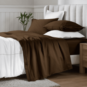 650 Thread Count Egyptian Cotton Bed Sheets - Sateen Weave (Color: Chocolate, size: Twin XL)