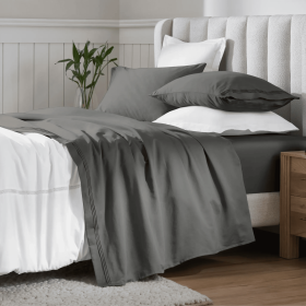 Egyptian Cotton Sateen Sheet Set 650 Thread Count (Color: Gray, size: Full)