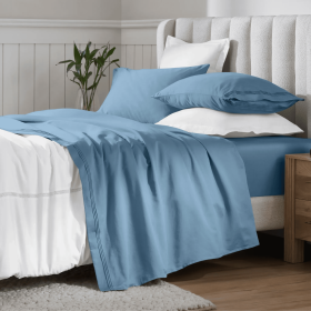 Egyptian Cotton Sateen Sheet Set 650 Thread Count (Color: Medium Blue, size: Full)