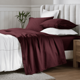 650 Thread Count Egyptian Cotton Bed Sheets - Sateen Weave (Color: Plum, size: Olympic Queen)