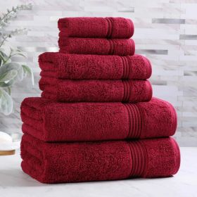 6-Piece Egyptian Cotton Plush Towel Set - Heritage (Color: Burgundy)